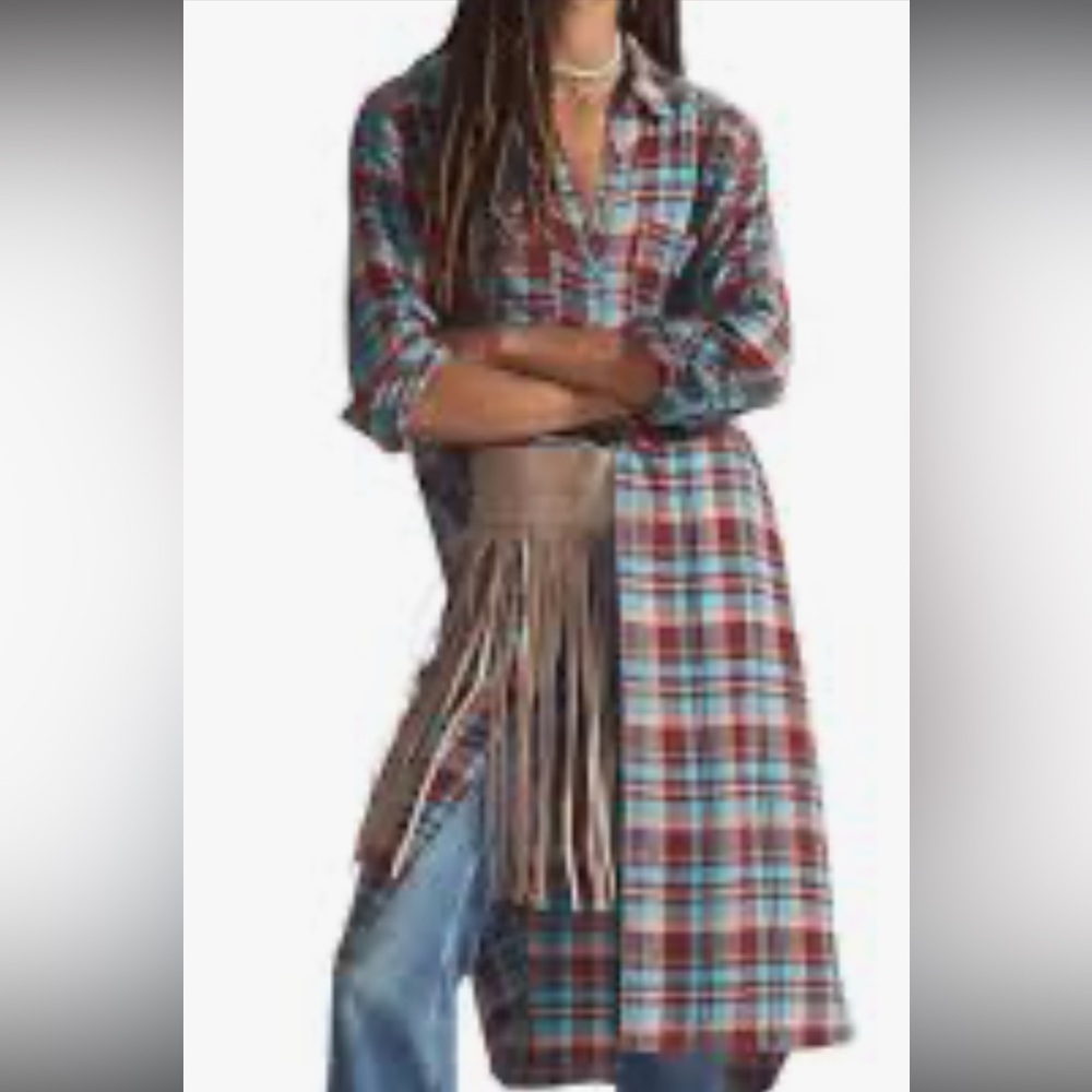 Anthropologie Pilcro Plaid Shirt Dress Size L